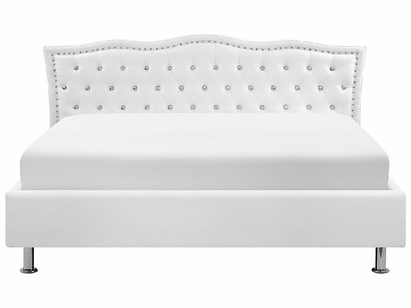 Bračni krevet 180 cm MATH (s podnicom i prostorom za odlaganje) (bijela)