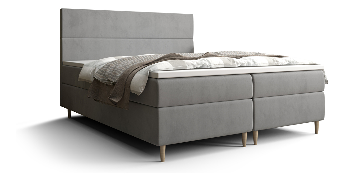 Bračni krevet Boxspring 160 cm Flu Comfort (siva) (s madracem i prostorom za odlaganje)