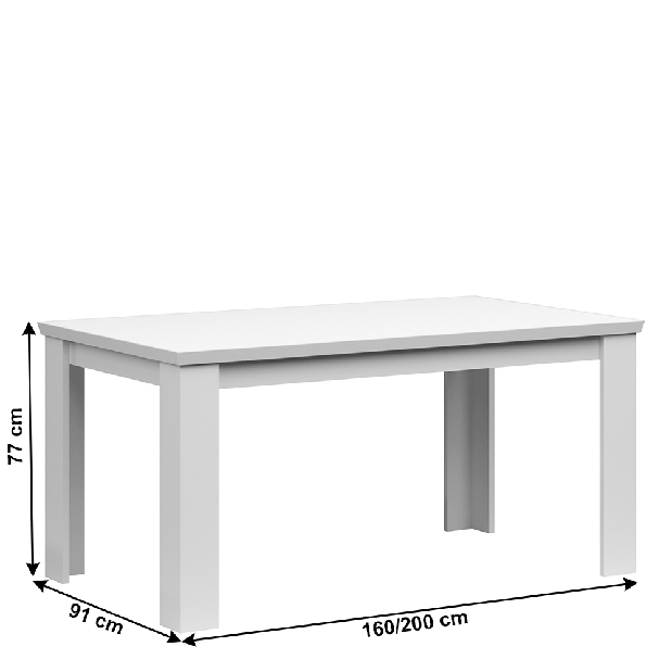 Blagovaonski stol Aryness (bijela ) (za 6 do 8 osoba)