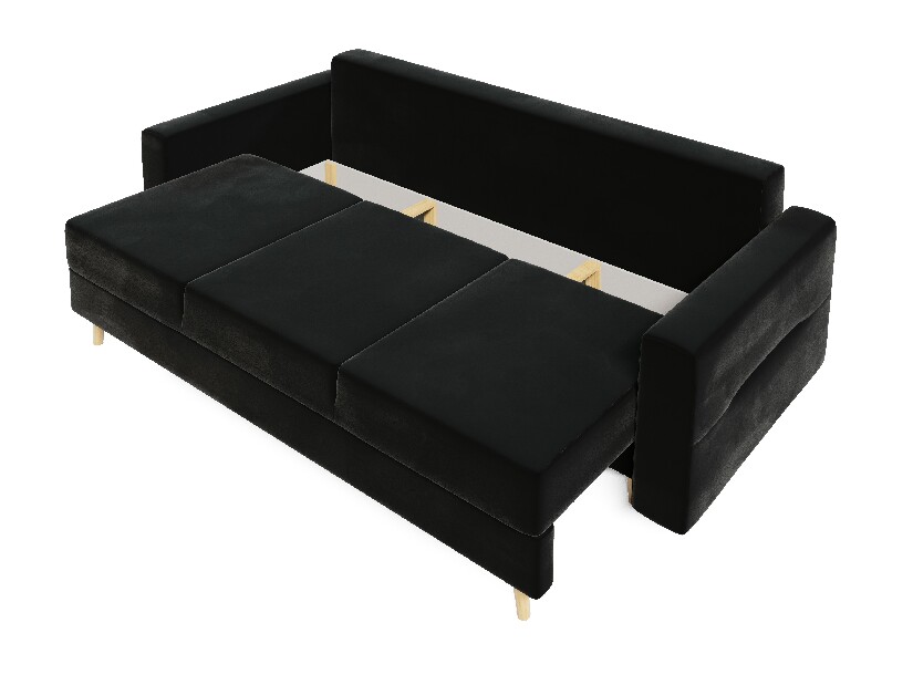 Kauč na razvlačenje Bergenia (crna + crne jastuci)