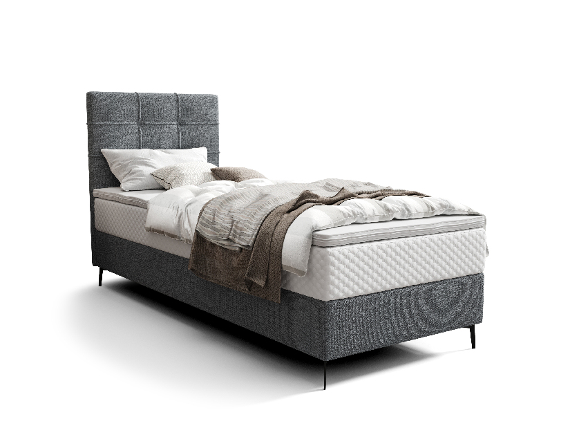 Jednostruki krevet 80 cm Infernus Comfort (tamnosiva) (s podnicom, s prostorom za odlaganje)
