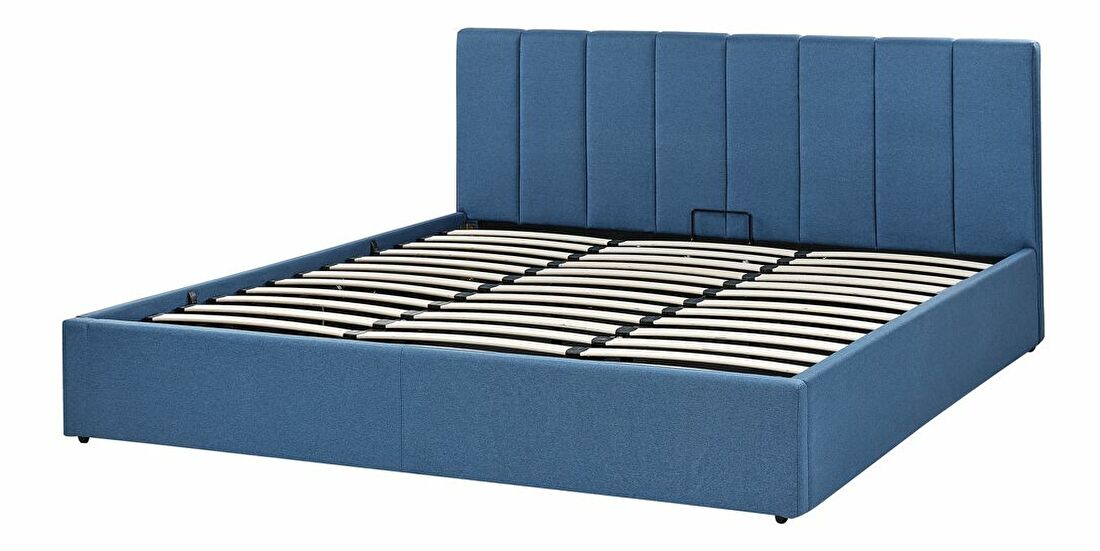Bračni krevet 180 cm Dabria (plava) (s podnicom) (s prostorom za odlaganje)