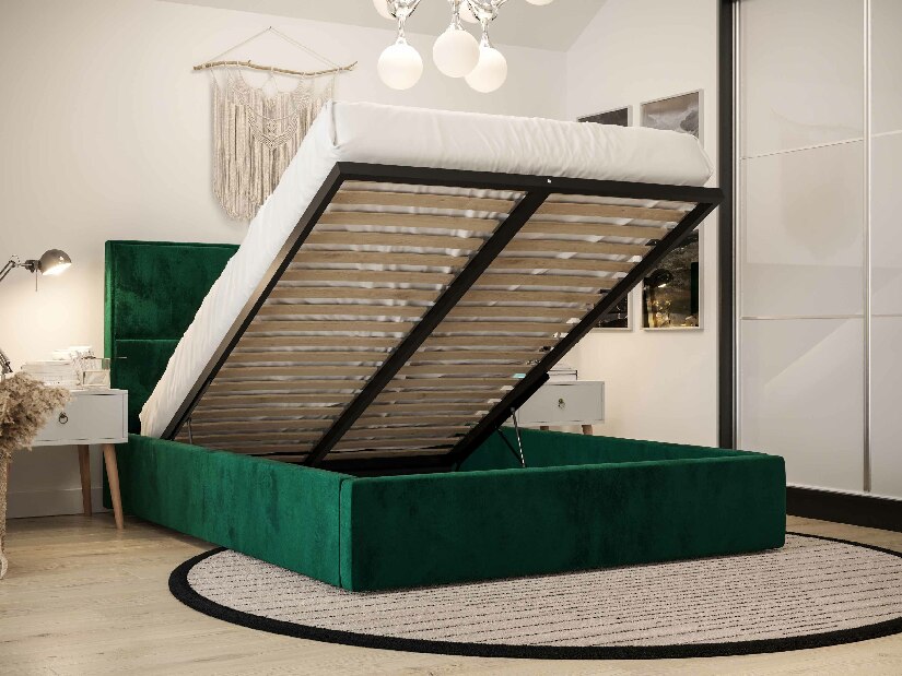 Bračni krevet 180 cm Elna (bordo) (s podnicom i prostorom za odlaganje)