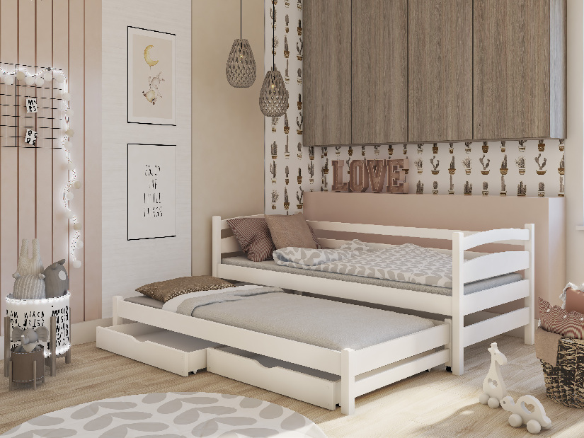 Dječji krevet 90 x 190 cm Tiana (s podnicom i prostorom za odlaganje) (bijela)