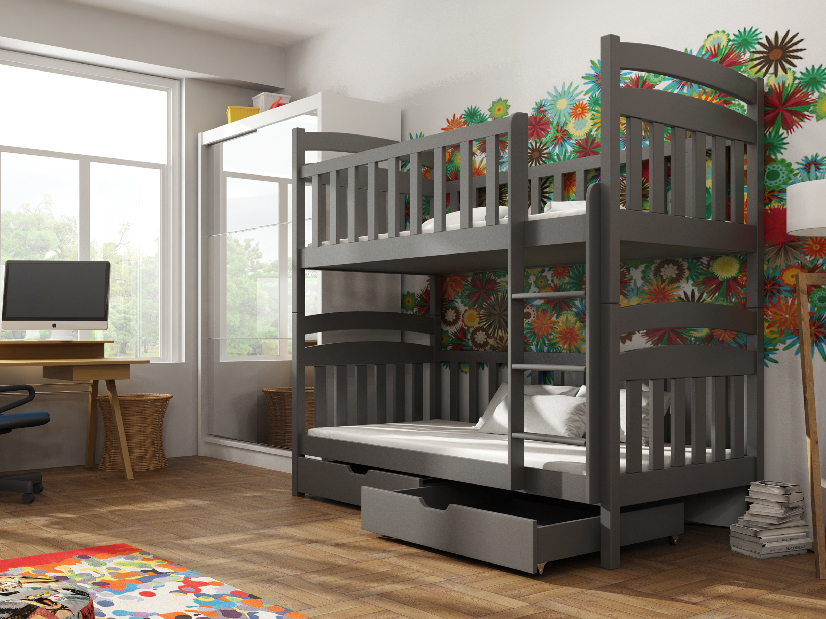 Dječji krevet 80 x 180 cm Marlo (s podnicom i prostorom za odlaganje) (grafit)