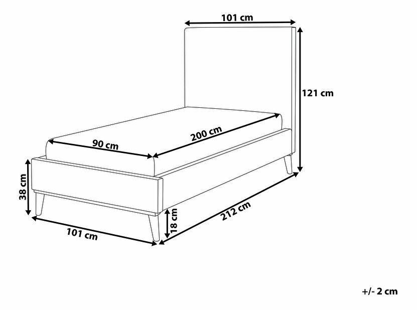 Jednostruki krevet 90 cm BARON (svijetlo siva) (s podnicom)