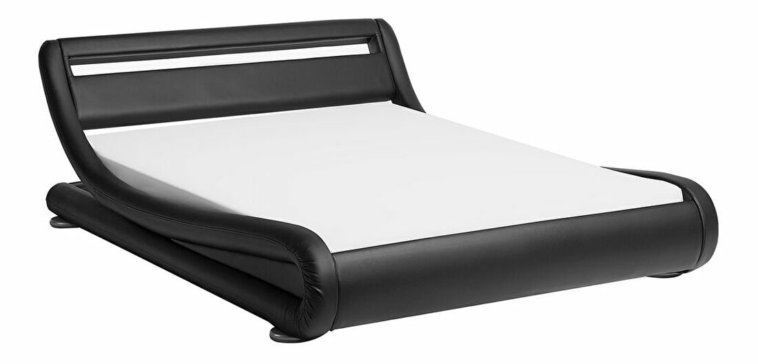 Bračni krevet 140 cm AVENUE (s podnicom i LED rasvjetom) (crna)