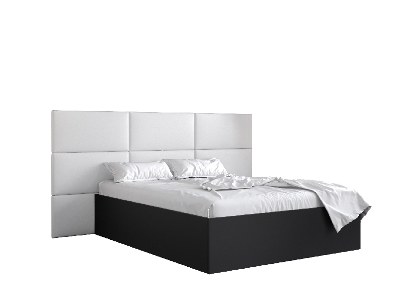 Bračni krevet s tapeciranim uzglavljem 160 cm Brittany 2 (crna mat + bijela) (s podnicom)