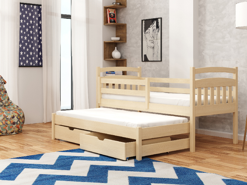 Dječji krevet 90 x 190 cm MADDIE (s podnicom i prostorom za odlaganje) (borovina)