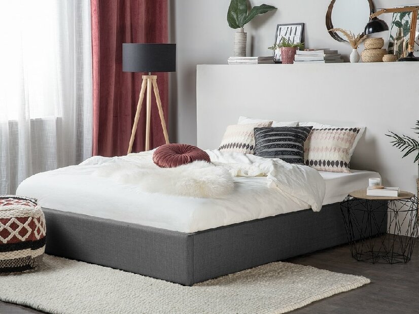 Bračni krevet 160 cm DIJON (s podnicom i prostorom za odlaganje) (siva)