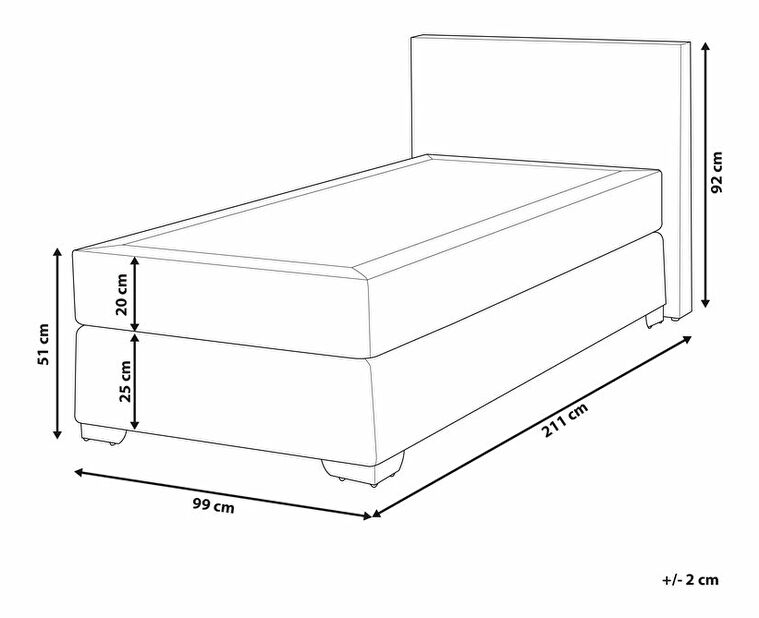 Jednostruki krevet Boxspring 90 cm PREMIER (s madracima) (bijela)