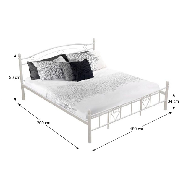 Bračni krevet 180 cm Birie (S podnicom) (bijela) 