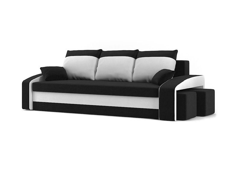 Sofa Hamida (crna + bijela) (s tabureom) 