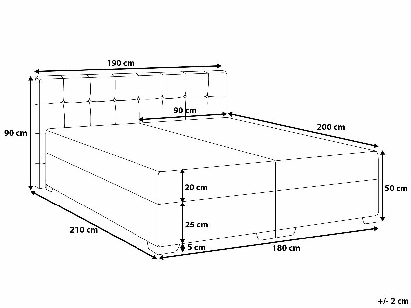 Bračni krevet Boxspring 180 cm ADIR (s madracima) (crna)