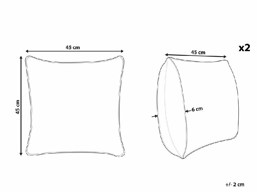 Set 2 ukrasna jastuka 45 x 45 cm Quere (siva)