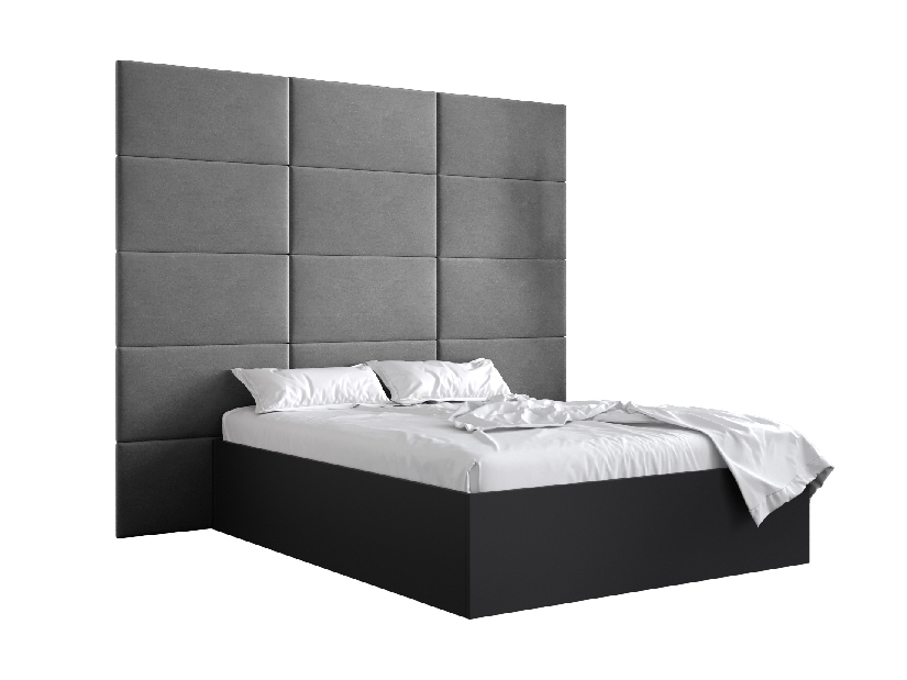 Bračni krevet s tapeciranim uzglavljem 160 cm Brittany 1 (crna mat + siva) (s podnicom)