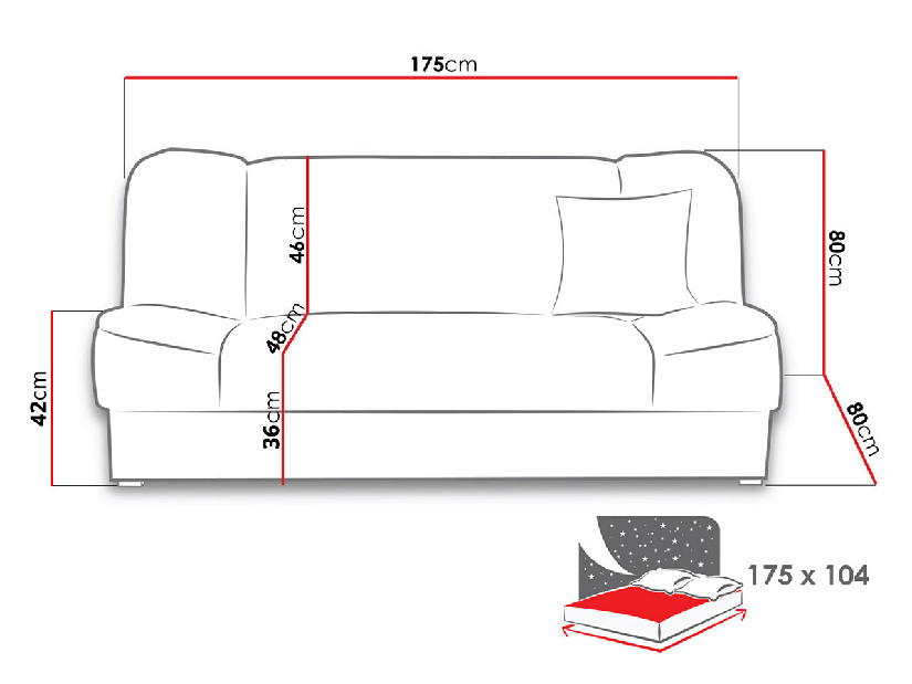 Sofa na razvlačenje s prostorom za odlaganje Adelaide (Orinoco 85)