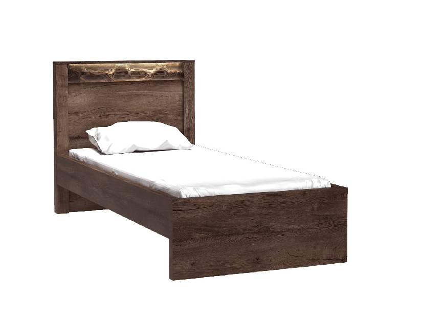 Jednostruki krevet 90 cm Indie 20 (s LED rasvjetom) (s podnicom) (jasen tamni)