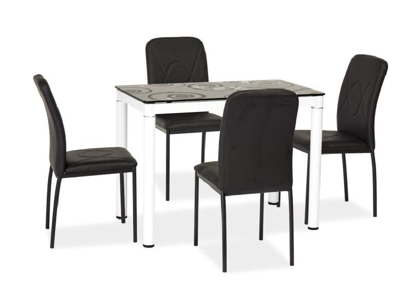 Blagovaonski stol 100 cm Damion (crna + bijela) (za 4 osobe)