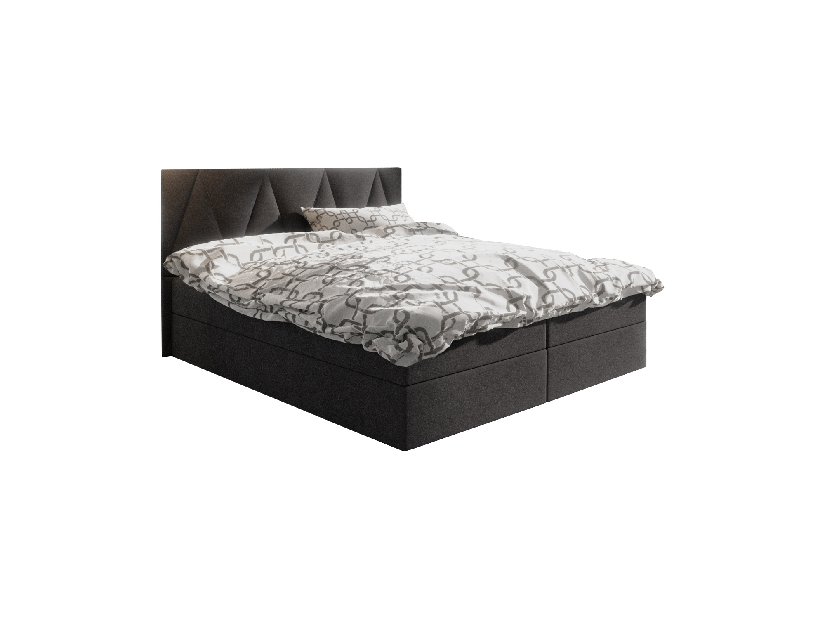 Bračni krevet Boxspring 180 cm Fade 3 (crna) (s madracem i prostorom za odlaganje)