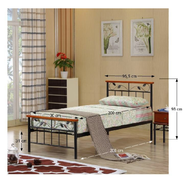 Jednostruki krevet 90 cm Svoris (S podnicom) (trešnja) *rasprodaja