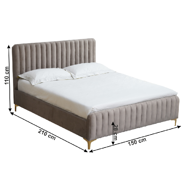 Bračni krevet 140 cm Karilla (sivo-smeđa) (s podnicom)
