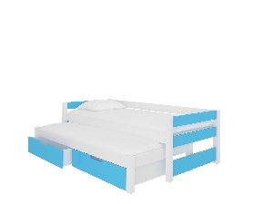 Dječji krevet na razvlačenje 200x90 cm Fifo (s podnicom i madracem) (bijela + plava)