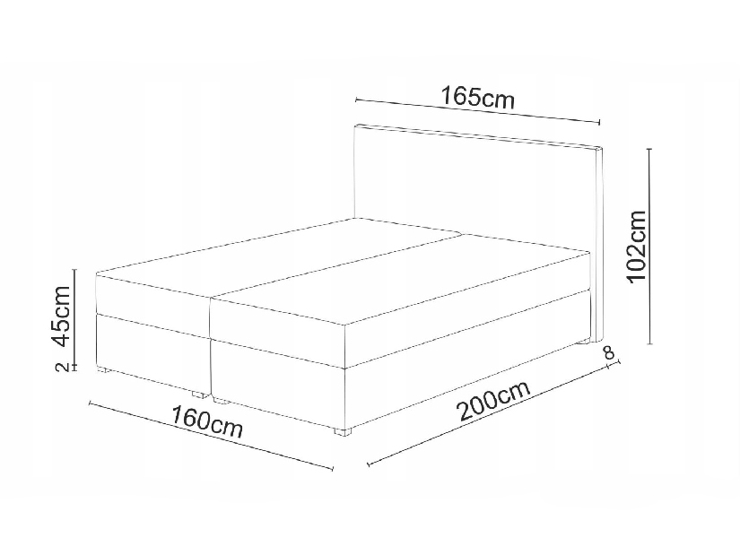 Bračni krevet Boxspring 160x200 cm Karum(s podnicom i madracem) (crna)