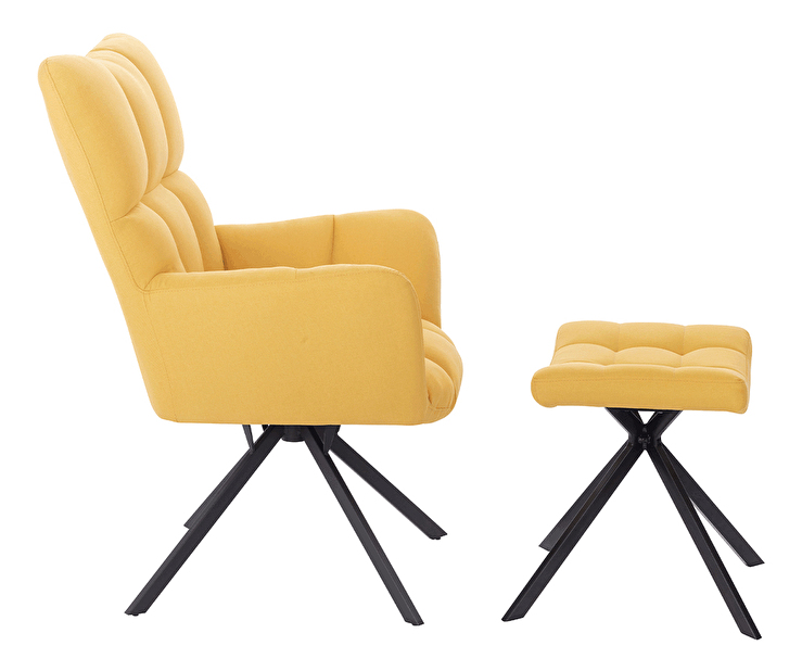 Dizajnerska okretna fotelja Komand (žuta) (s osloncem za noge )