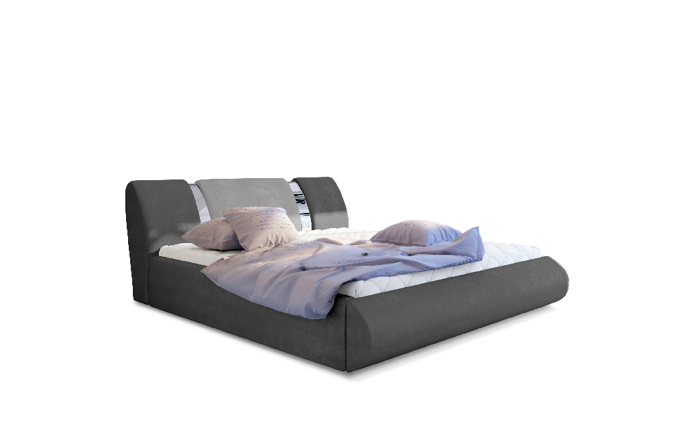 Bračni krevet 140 cm Fabio (tamnosiva + svijetlosiva) (s podnicom i prostorom za odlaganje)