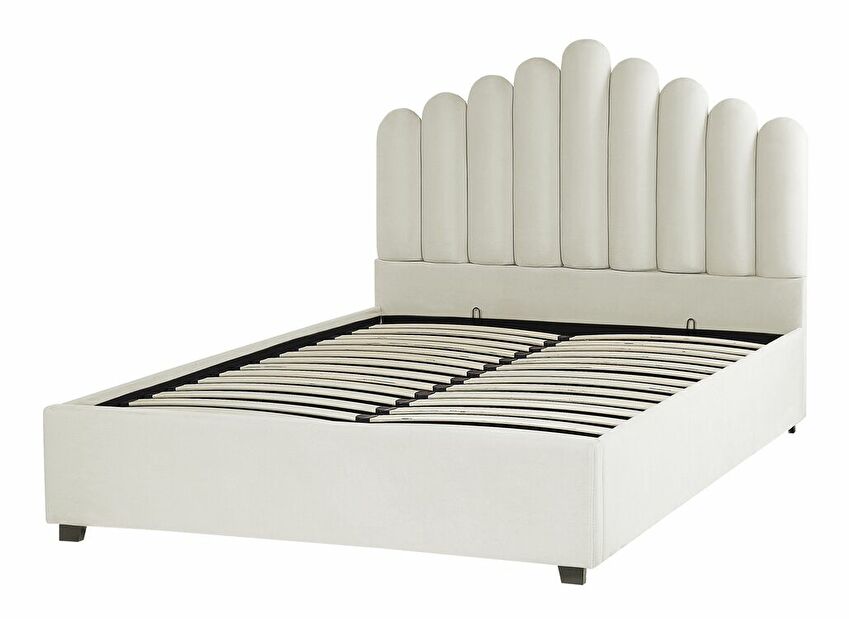 Bračni krevet 140 cm Valhala (bijela) (s podnicom i prostorom za odlaganje)
