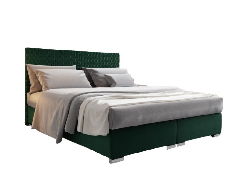Bračni krevet 140 cm Harlan (zelena) (s podnicom, madracem i prostorom za odlaganje)