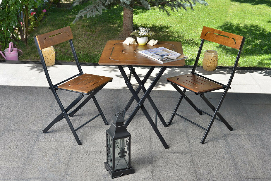 Vrtni set stol i stolice (3 komada) Bonita (orah + crna)