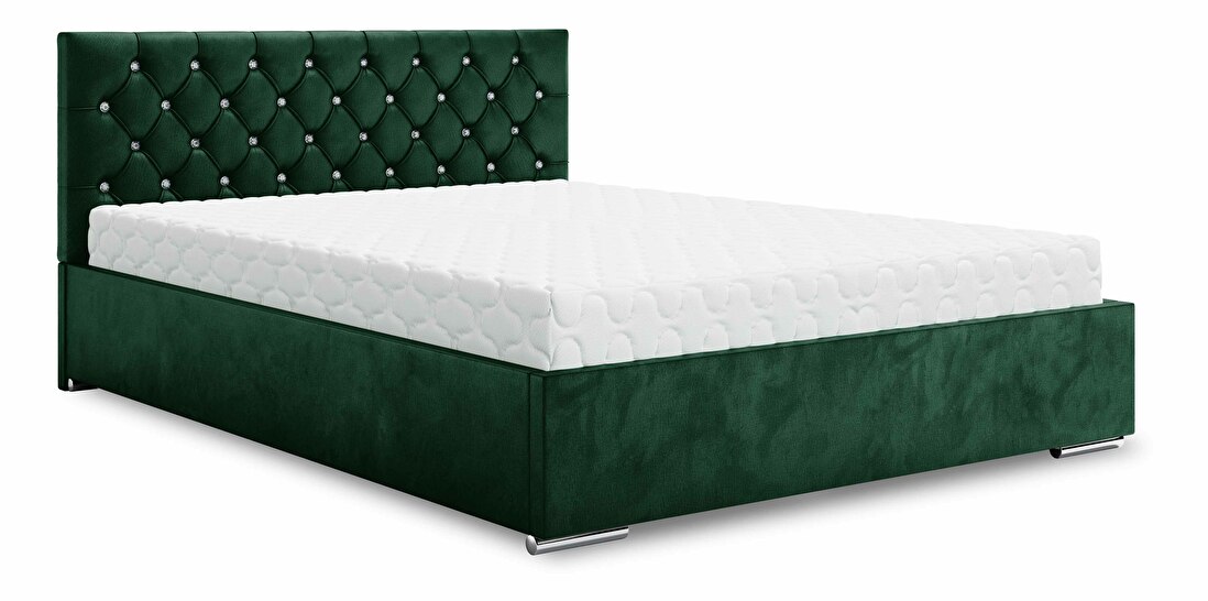 Bračni krevet 140 cm Kerry (tamnozelena) (s podnicom i prostorom za odlaganje)