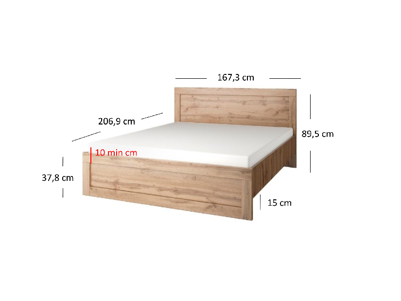 Bračni krevet 160 cm Mirella (hrast wotan) (s podnicom)
