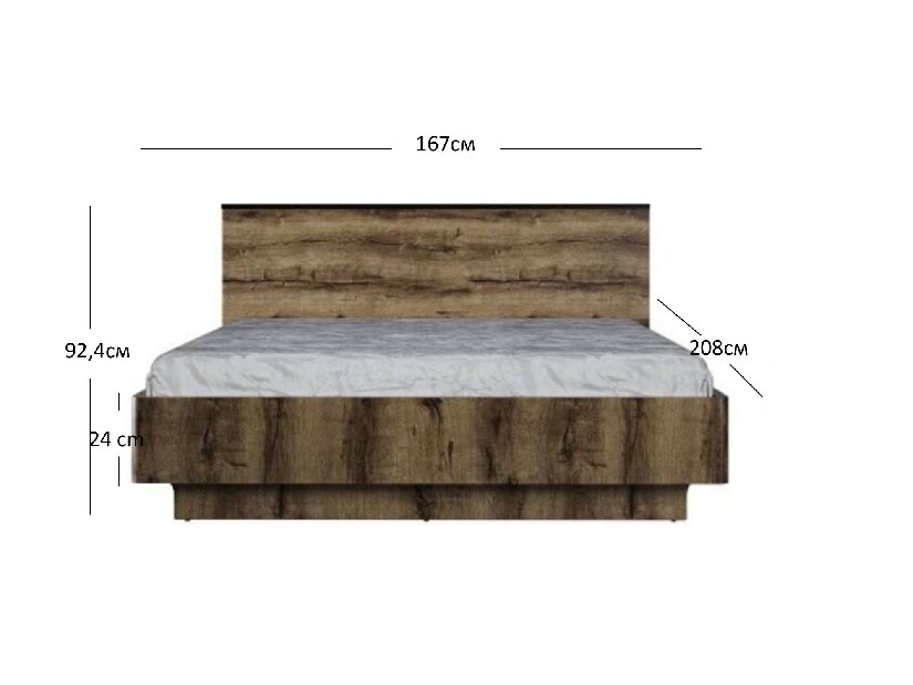 Bračni krevet 160 cm Johnson (hrast monastery + crna) (s podnicom)