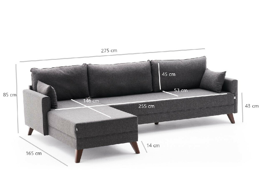 Sofa na razvlačenje Bellina 1 (antracit) (L)