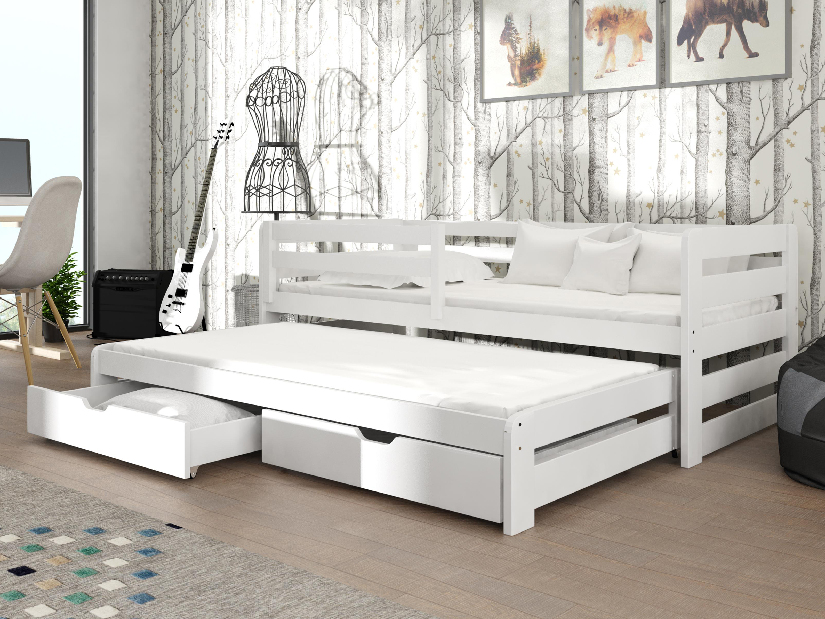 Dječji krevet 90 x 190 cm SIMO (s podnicom i prostorom za odlaganje) (bijela)
