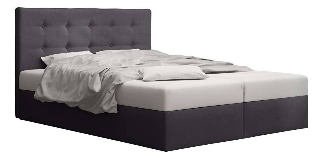 Bračni krevet Boxspring 180 cm Duel 1 Comfort (tamnosiva) (s madracem i prostorom za odlaganje)