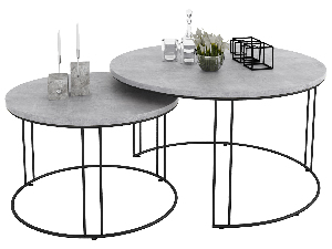 Set 2 kom. stolića za kavu Essence (crna + beton)