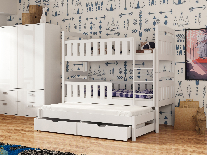 Dječji krevet 80 x 180 cm ANNETT (s podnicom i prostorom za odlaganje) (bijela)