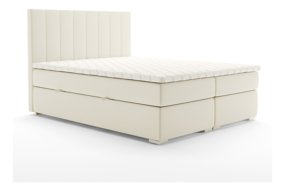 Bračni krevet Boxspring 180 cm Pugno (bijela) (s prostorom za odlaganje)