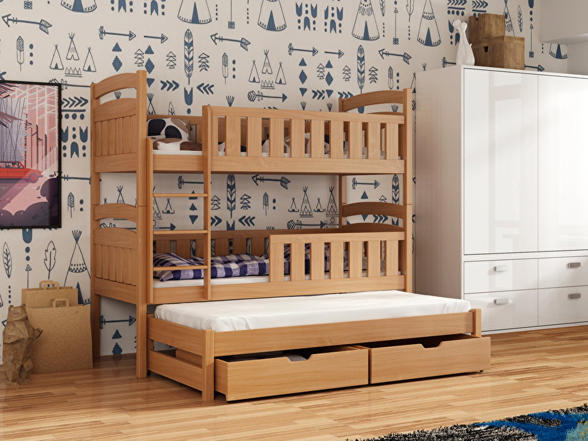 Dječji krevet 90 x 190 cm ANNETT (s podnicom i prostorom za odlaganje) (bukva)