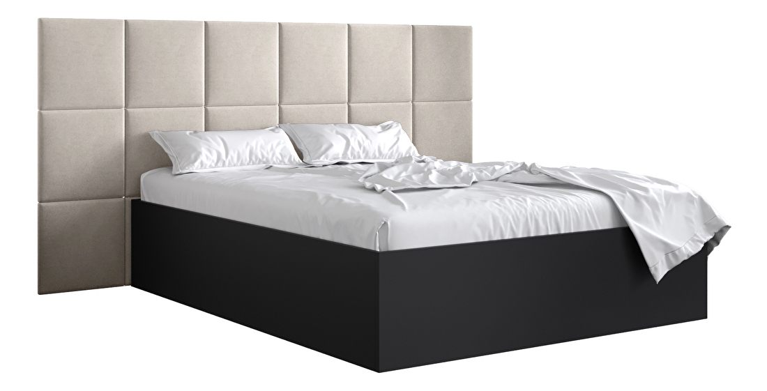 Bračni krevet s tapeciranim uzglavljem 160 cm Brittany 4 (crna mat + krem) (s podnicom)