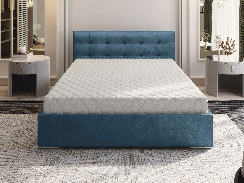 Bračni krevet 180 cm Hermila (plava) (s podnicom i prostorom za odlaganje)