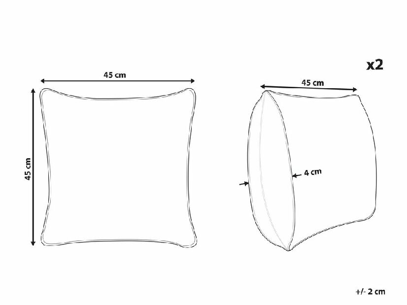Set 2 ukrasna jastuka 45 x 45 cm Twed (bijela)