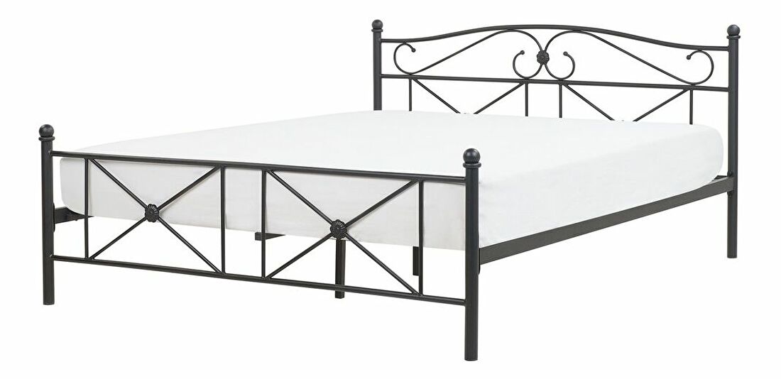 Bračni krevet 160 cm RANDEZ (s podnicom) (crna)