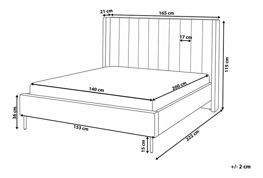 Bračni krevet 140 cm Vue (siva) (s podnicom)