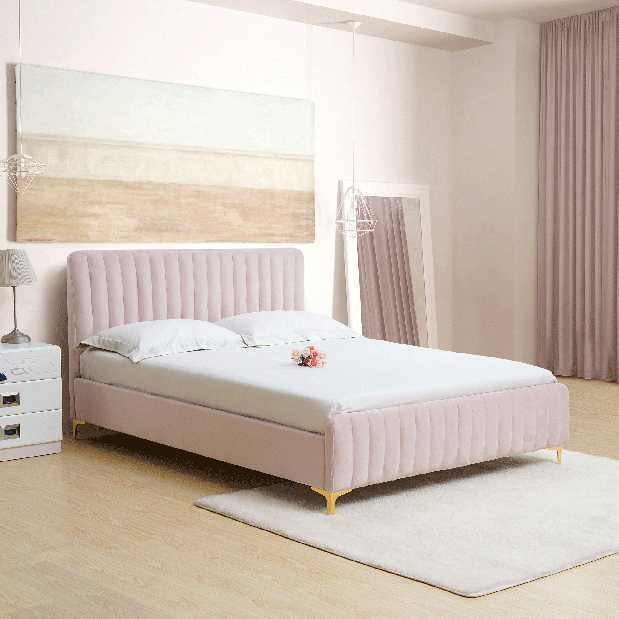 Bračni krevet 140 cm Karilla (ružičasta) (s podnicom)