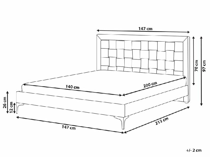 Bračni krevet 140 cm LIMO (poliester) (siva) (s podnicom)